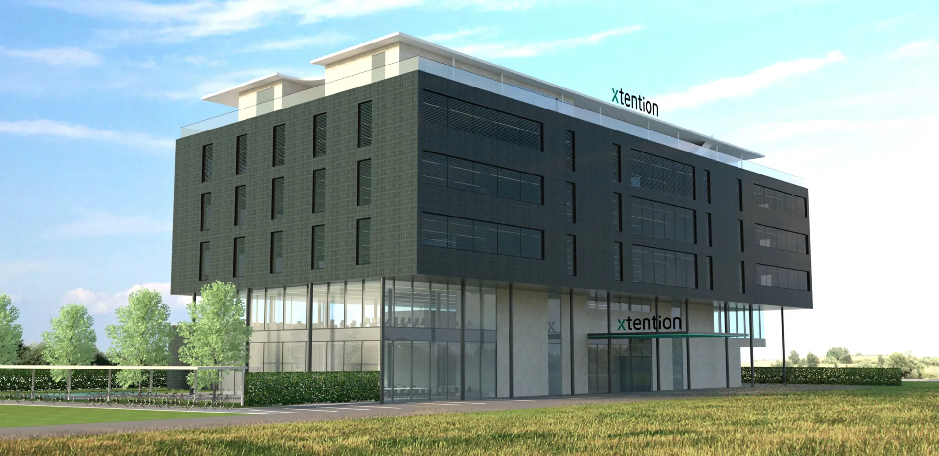 Rendering vom neue x-tention Campus in Wels 