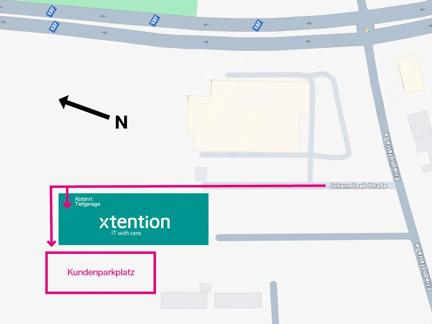 Kundenparkplatz x-tention Campus